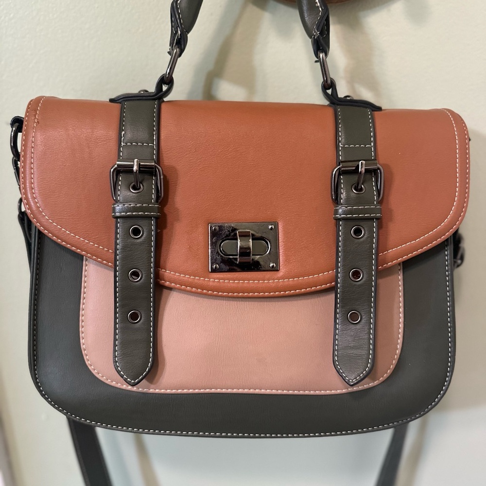 Pixie mood Two-Tone Leather Satchel Bag